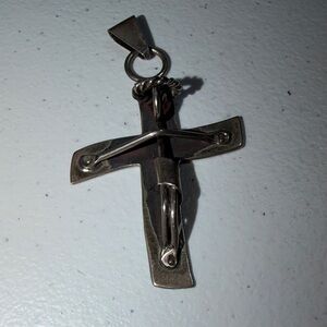 Large Abstract Modernist TAXCO Sterling Silver Cross Pendant (2)